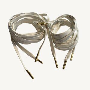 NWT White and Gold Pleather 55 Inches Shoelaces 2 Pairs (4 Strings total)